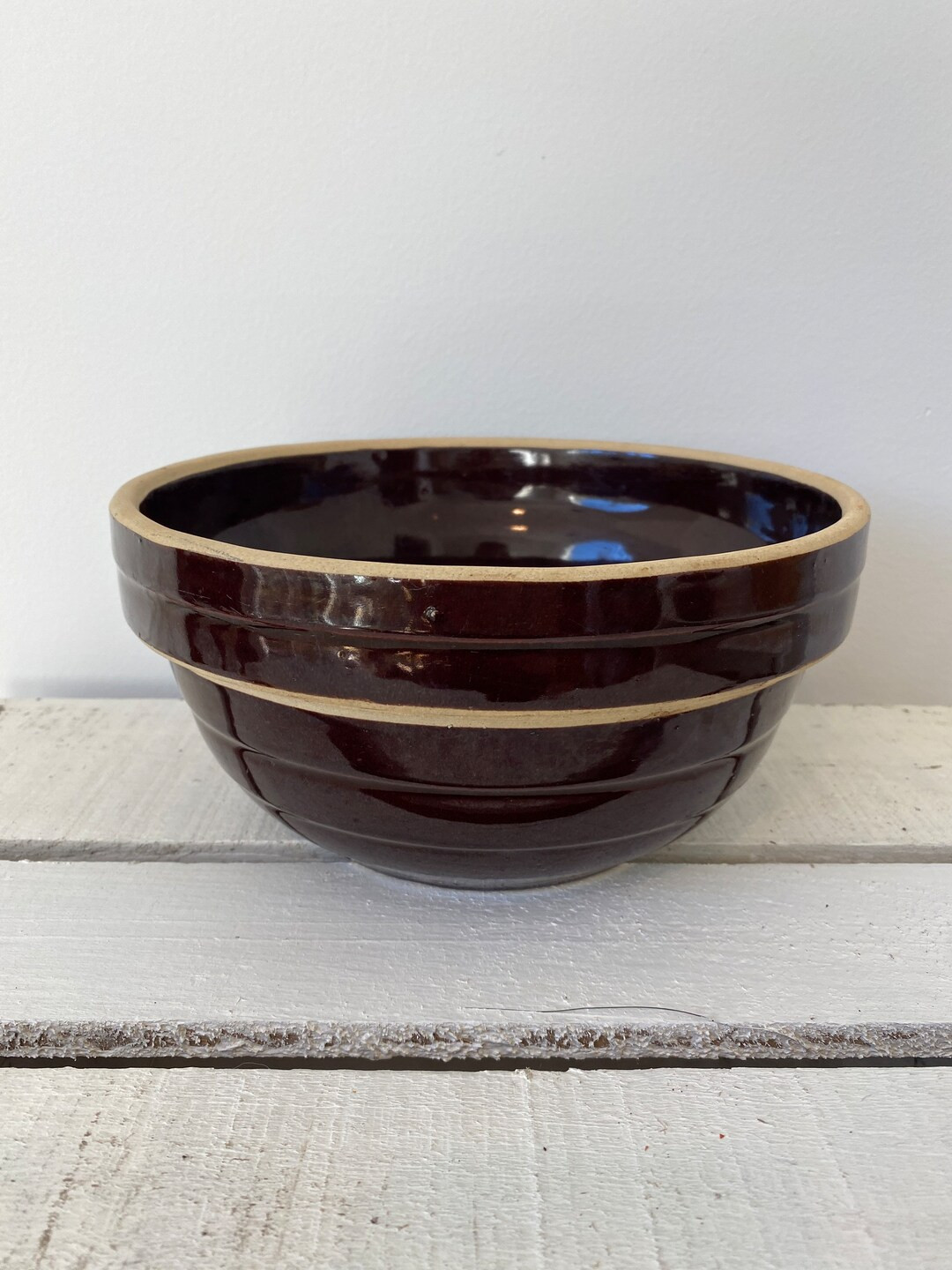 Vintage USA Pottery Mixing Bowl Plain Brown Glazed Stoneware 9 Inch | Etsy (US)