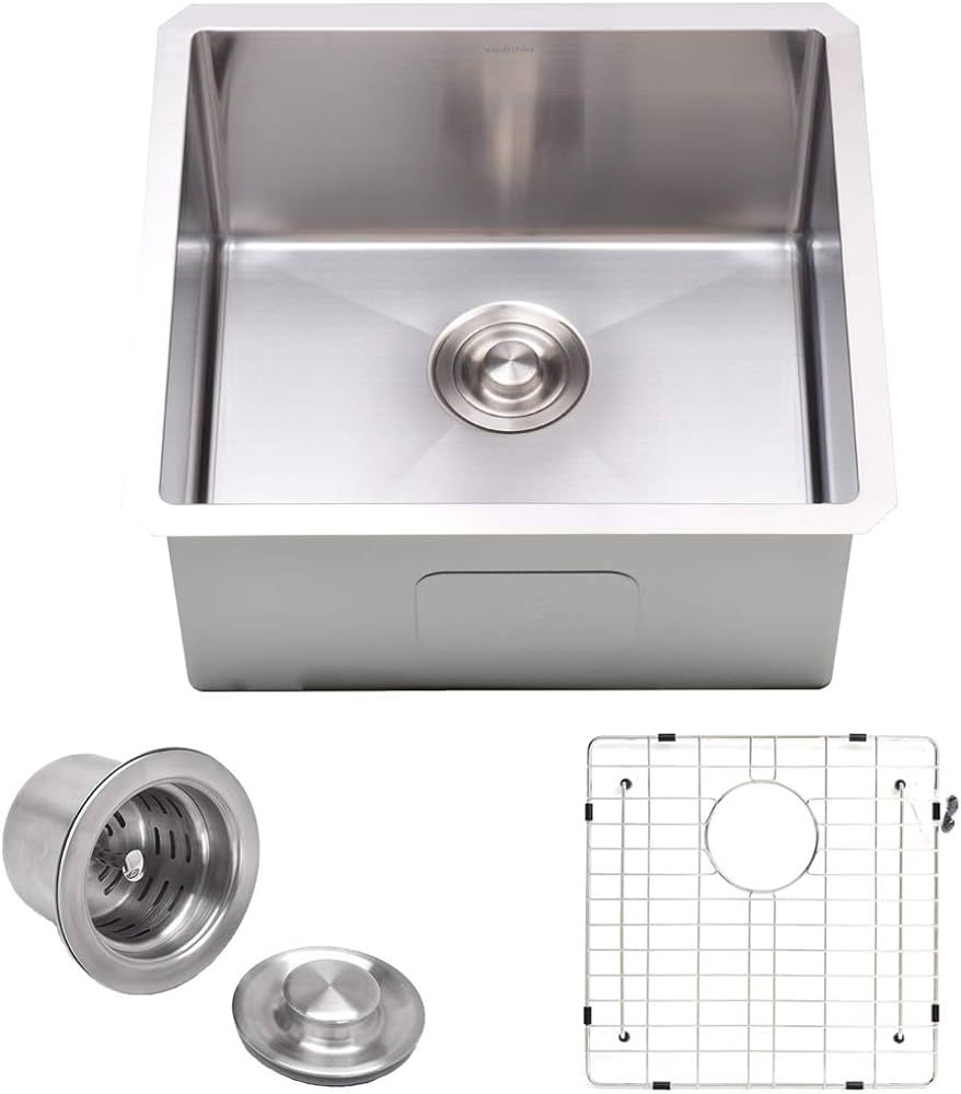 VADANIA 20-inch Kitchen Bar Sink, 20"x18"x10", Single Bowl, Undermount, 18 Gauge T304 Stainless S... | Amazon (US)
