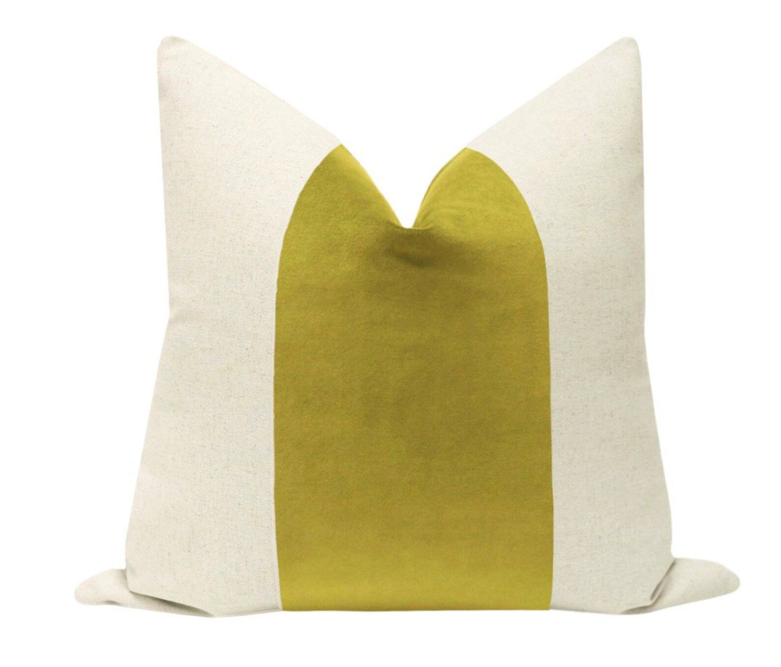 PANEL : Classic Velvet // Chartreuse COVER ONLY | color block | banded velvet pillow | cotton vel... | Etsy (US)
