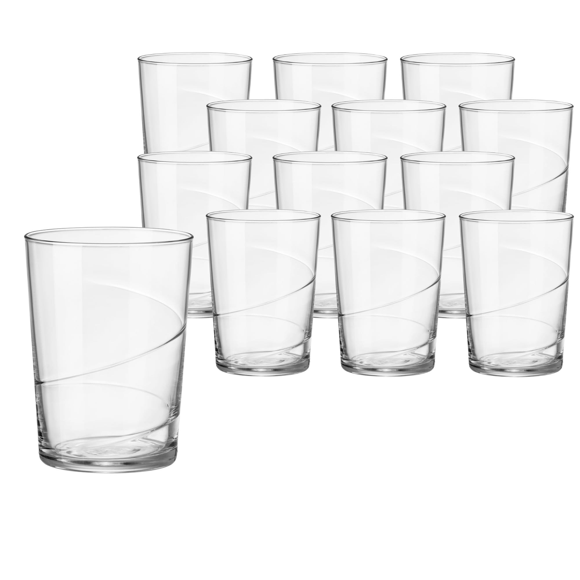 Bormioli Rocco Bodega Swirl Gin Fizz Glasses - Set of 12, 17 Oz. Spiral Design Tumblers with Secu... | Amazon (US)