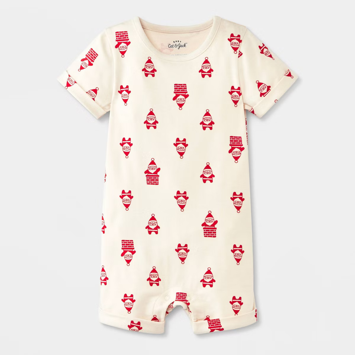 Baby Christmas Holiday Santa in Chimney T-Shirt Romper - Cat & Jack™ Beige Newborn | Target
