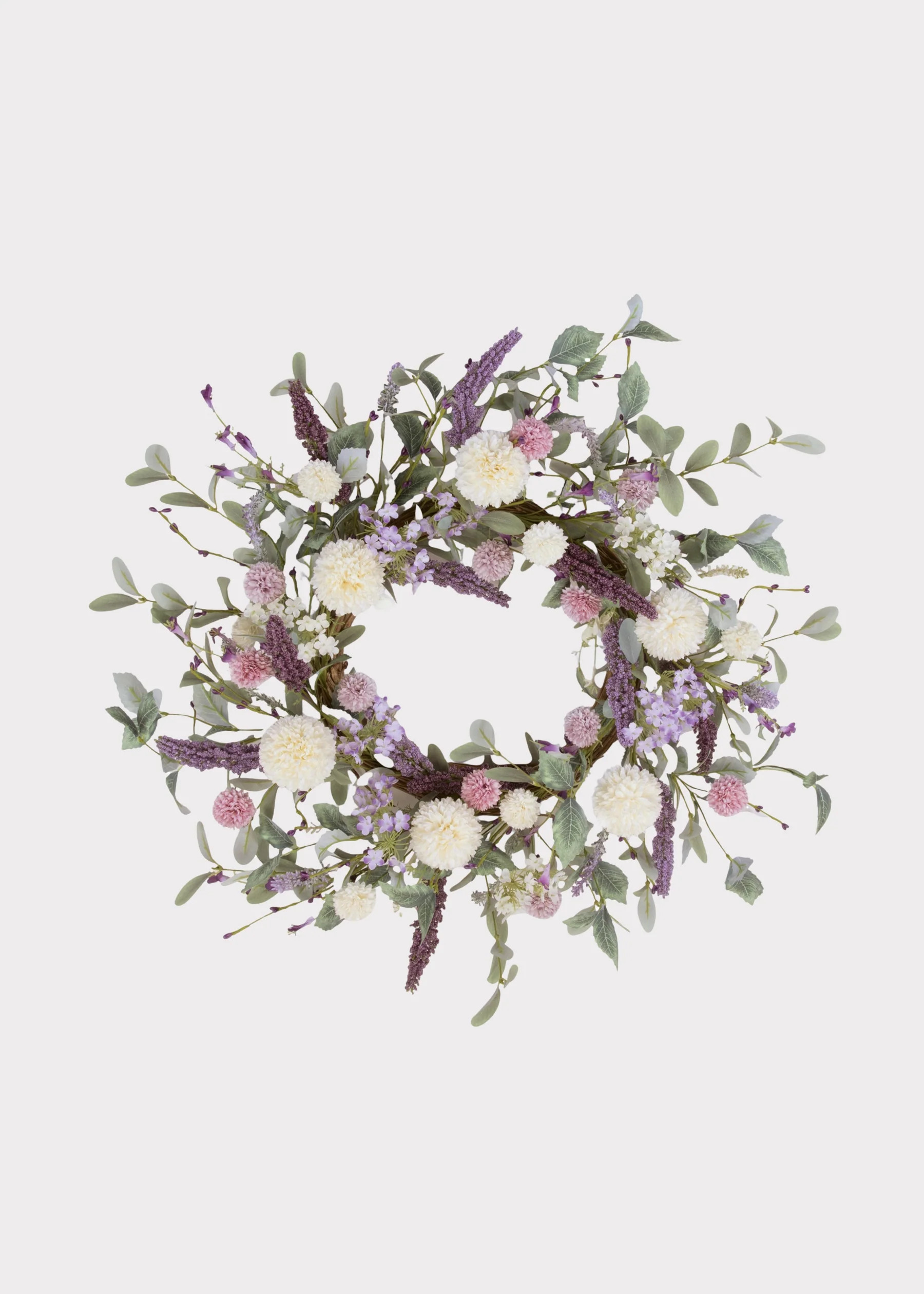 Purple and Cream Dahlia Wreath | Artificial Flower Wreaths at Afloral | Afloral