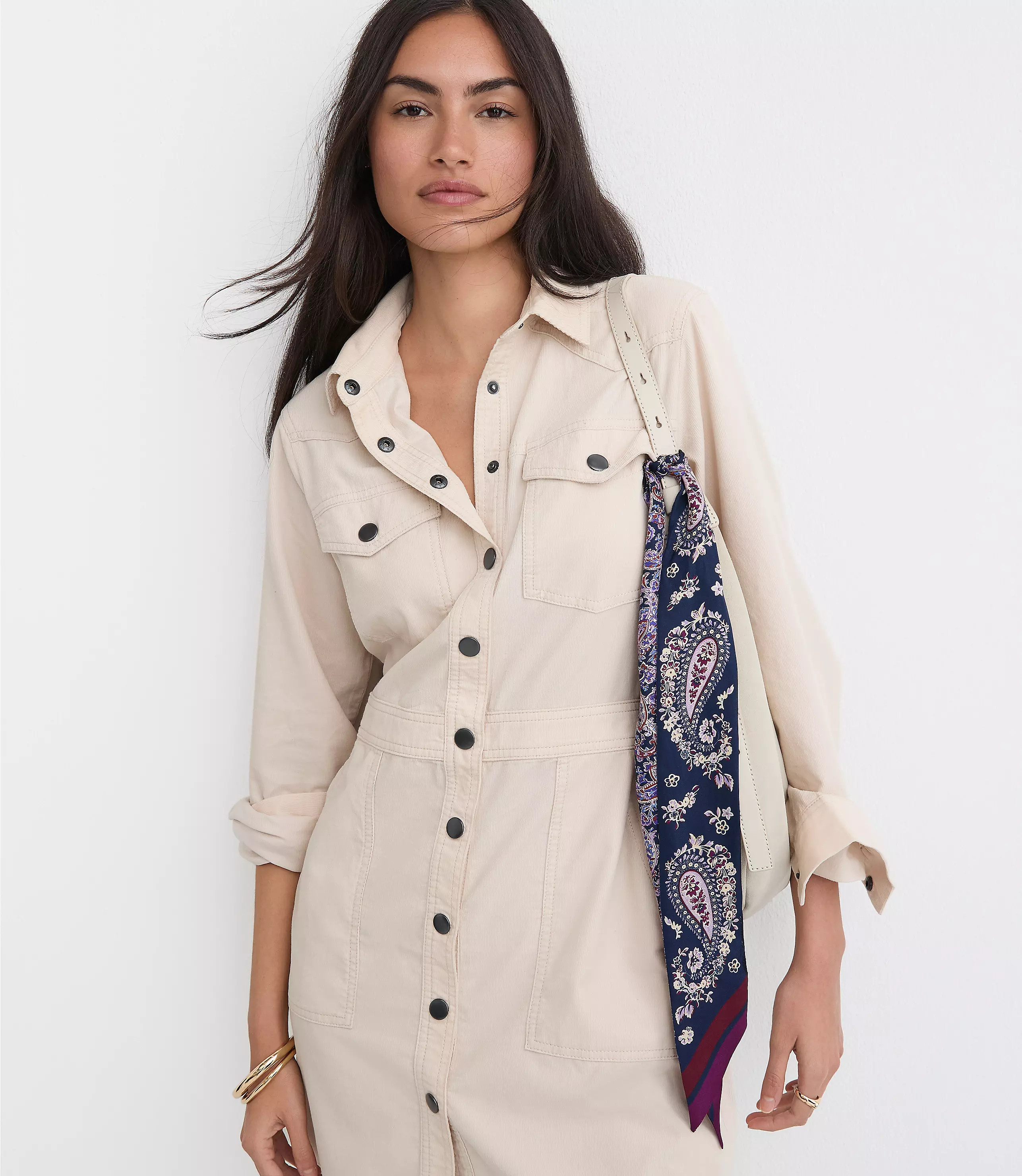 Corduroy Mini Pocket Shirtdress | LOFT