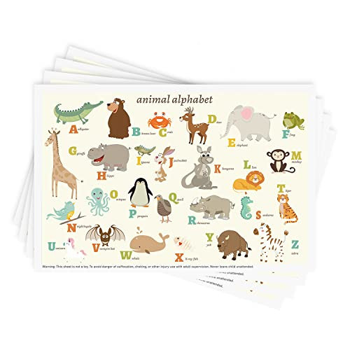 Babebay Disposable Stick-on Placemats 40 Pack for Baby & Kids & Toddler, Sticky Placemats Restaurant Table Mats 12" x 18" (Animal Alphabet) | Amazon (US)