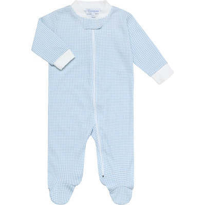 Gingham Zipper Footie, Blue | Maisonette