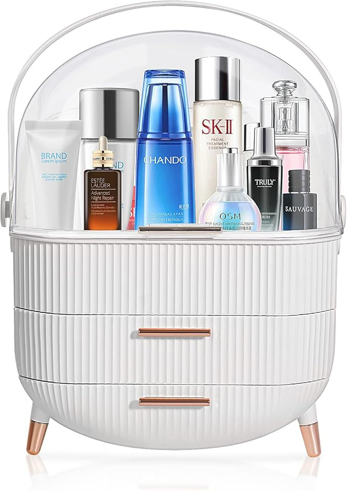SOMODE Makeup Organizer,Portable Skincare Display case,Large Makeup Box with Clear Lid (WHITE) | Amazon (US)