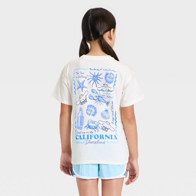 Girls' Sanrio Cinnamoroll Cabana Club Front and Back Graphic Short Sleeve T-Shirt - Ivory L | Target