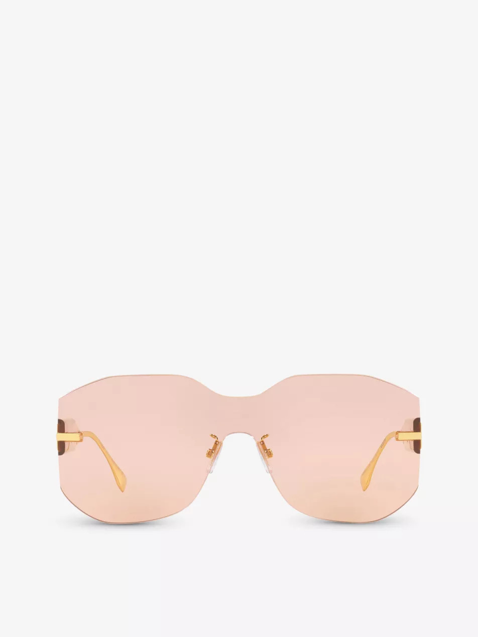 FN000635 FE40067U rectangle-frame tinted-lens metal sunglasses | Selfridges