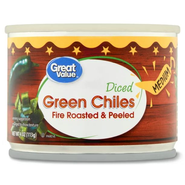Great Value Medium Diced Green Chiles, 4 Oz - Walmart.com | Walmart (US)