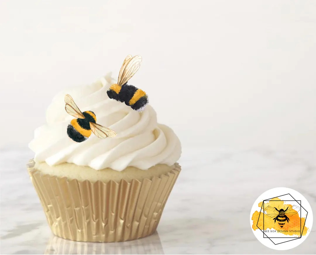 Edible Paper Bee Cupcake Toppers - Etsy | Etsy (US)