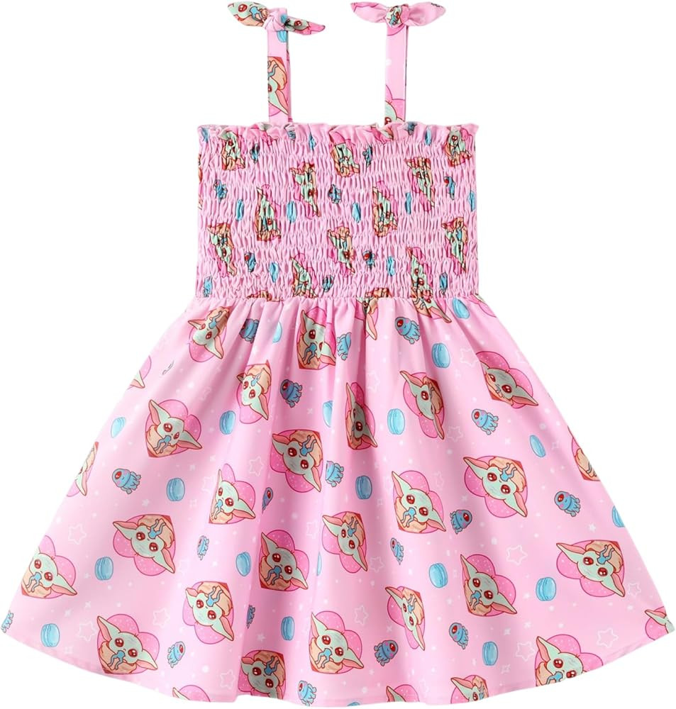 Disney Princess Frozen Elsa Minnie Stitch Toddler Girl Dress Bow Tie Straps Smocked Summer Outfit... | Amazon (US)