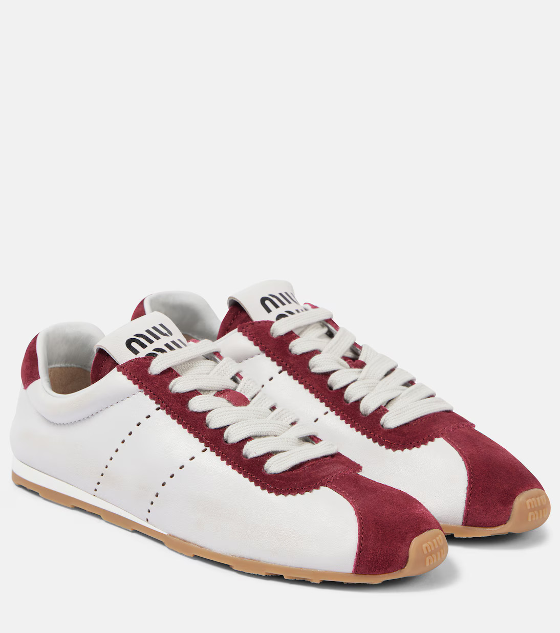 Plume suede-trimmed leather sneakers | Mytheresa (INTL)