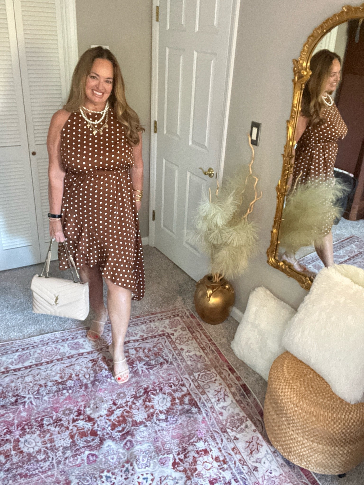 Polka dot dress halter style with asymmetrical hem.

#LTKmorningroutine #LTKSeasonal #LTKmomlife