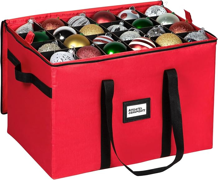 Christmas Ornament Storage Container,Box Stores Up to 96, Adjustable Dividers, Large Organizer Bi... | Amazon (US)