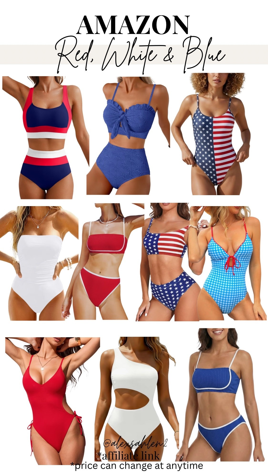 Red, white and blue swimsuits! 

Red swimsuit, white swimsuit, blue swimsuit, American flag swimsuit, Amazon swimsuit, beach day outfit, 4th of July outfit, patriotic swimsuit