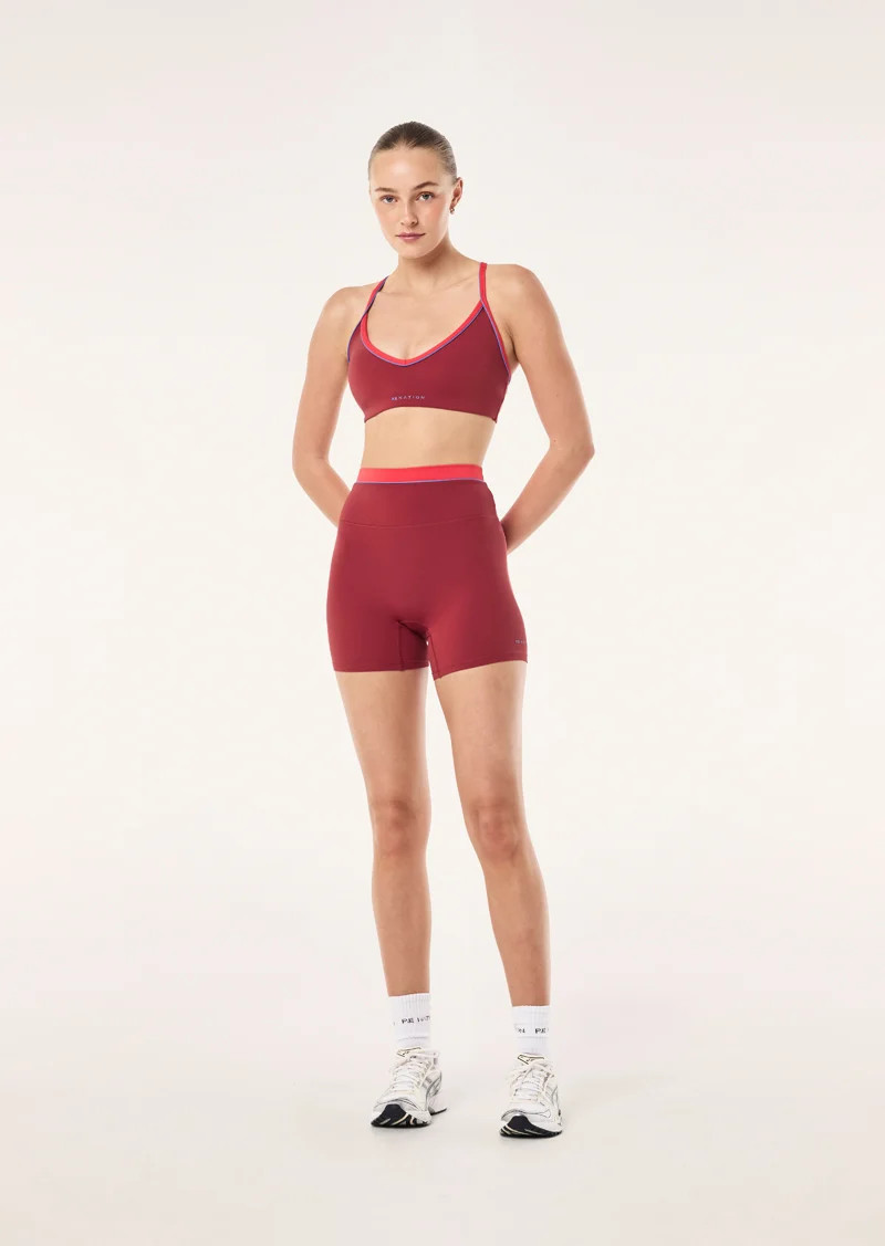 REFLECT 5" BIKE SHORT IN CHERRY & STRAWBERRY | P.E Nation AU