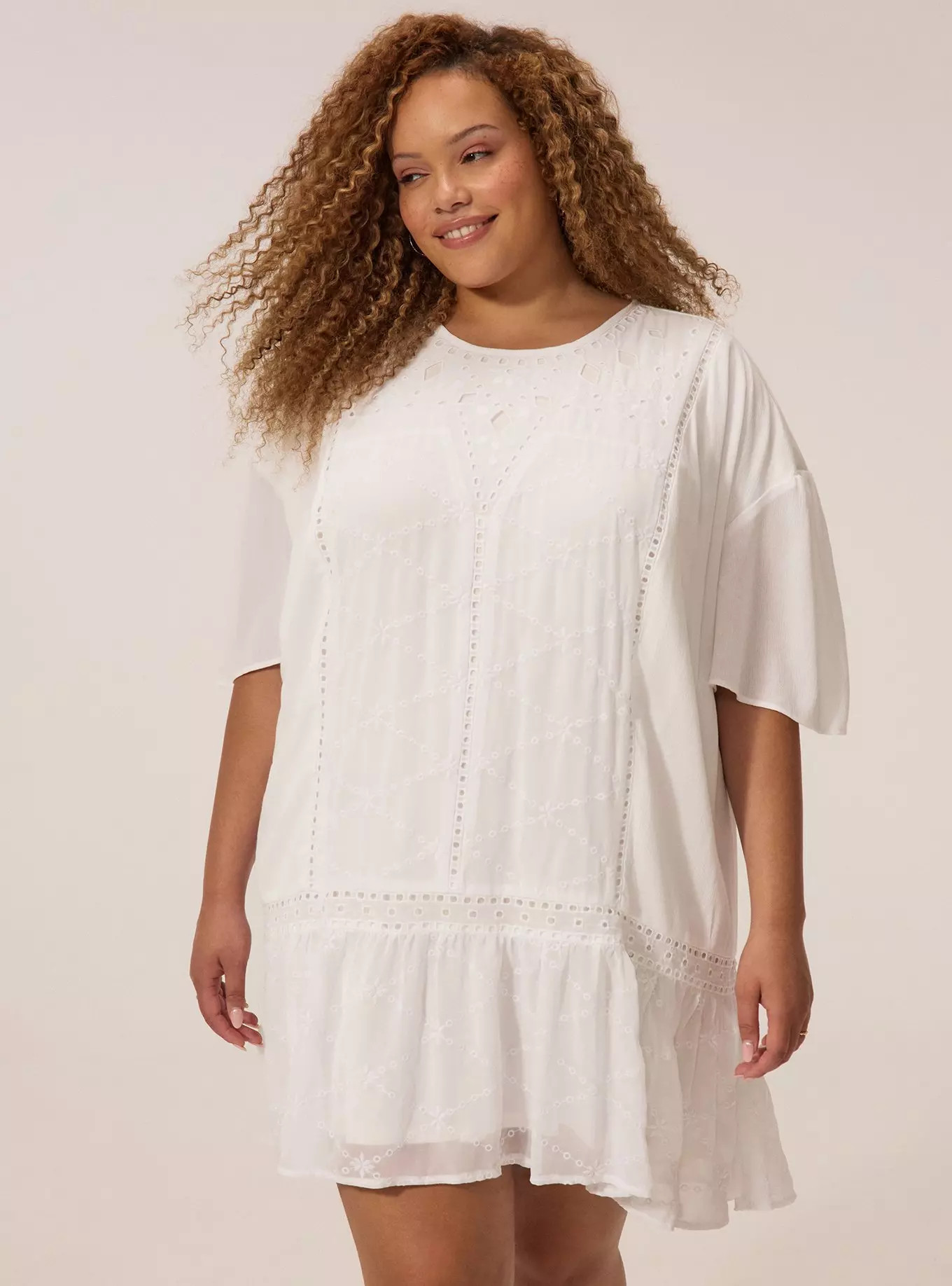 Festi Embroidered Drop Waist Mini Dress | Torrid (US & Canada)