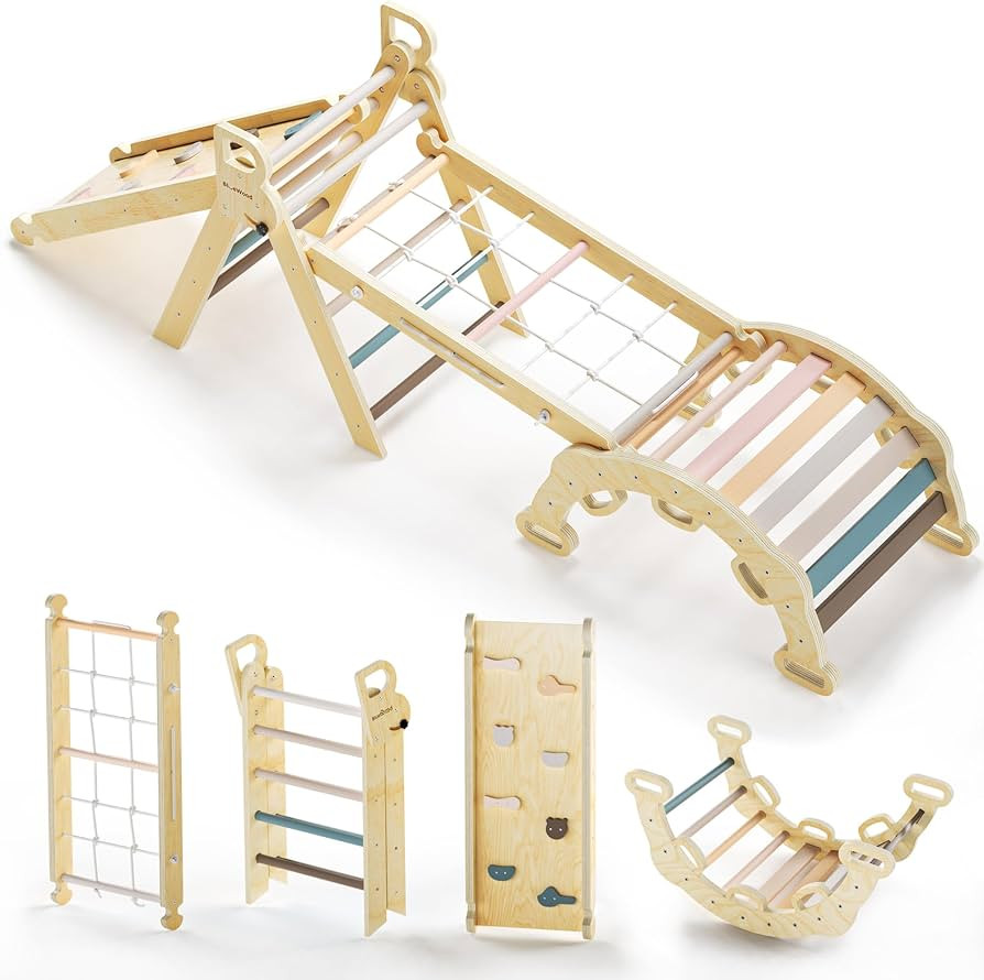 BlueWood 2024 8 in 1 Pikler Triangle Climbing Set Montessori Climbing Set Toddler Climbing Toys I... | Amazon (US)