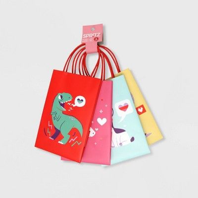 4ct Jr Tote Valentine&#39;s Day Bags Dinosaur/Unicorn/French Bulldog/Robot - Spritz&#8482; | Target