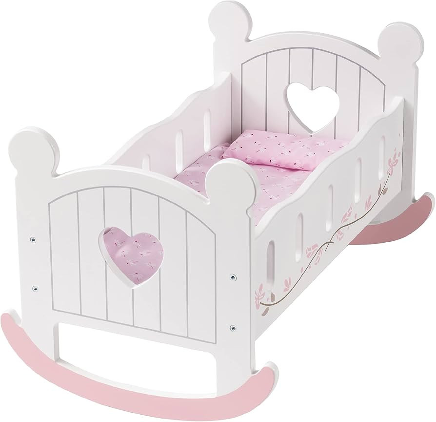 ROBUD Baby Doll Crib Wooden Doll Cradle with Bedding Doll Rocking Cradle 18inch Doll Furniture Do... | Amazon (US)