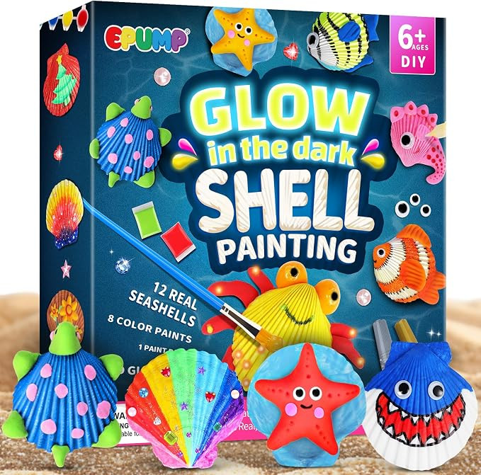 EPUMP Sea Shell Painting Kit for Kids - Glow in the Dark Beach Toys and Summer Crafts, Arts and C... | Amazon (US)