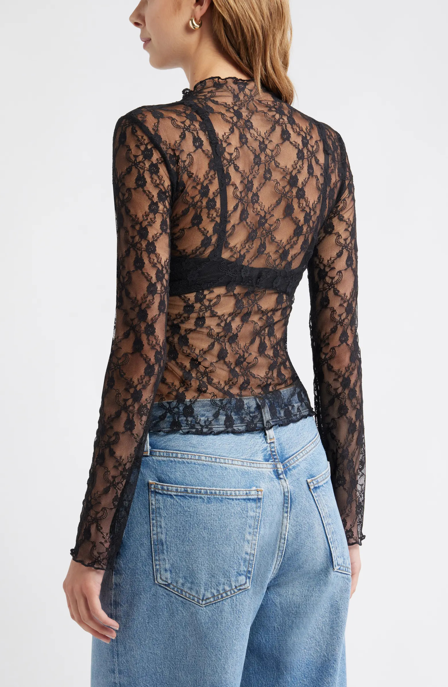Floral Stretch Lace Top | Nordstrom