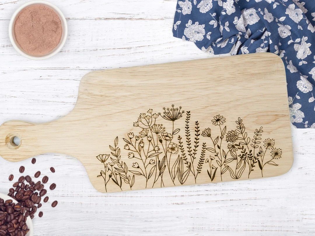Wildflower Engraved Cutting Board Cottagecore Decor - Etsy | Etsy (US)