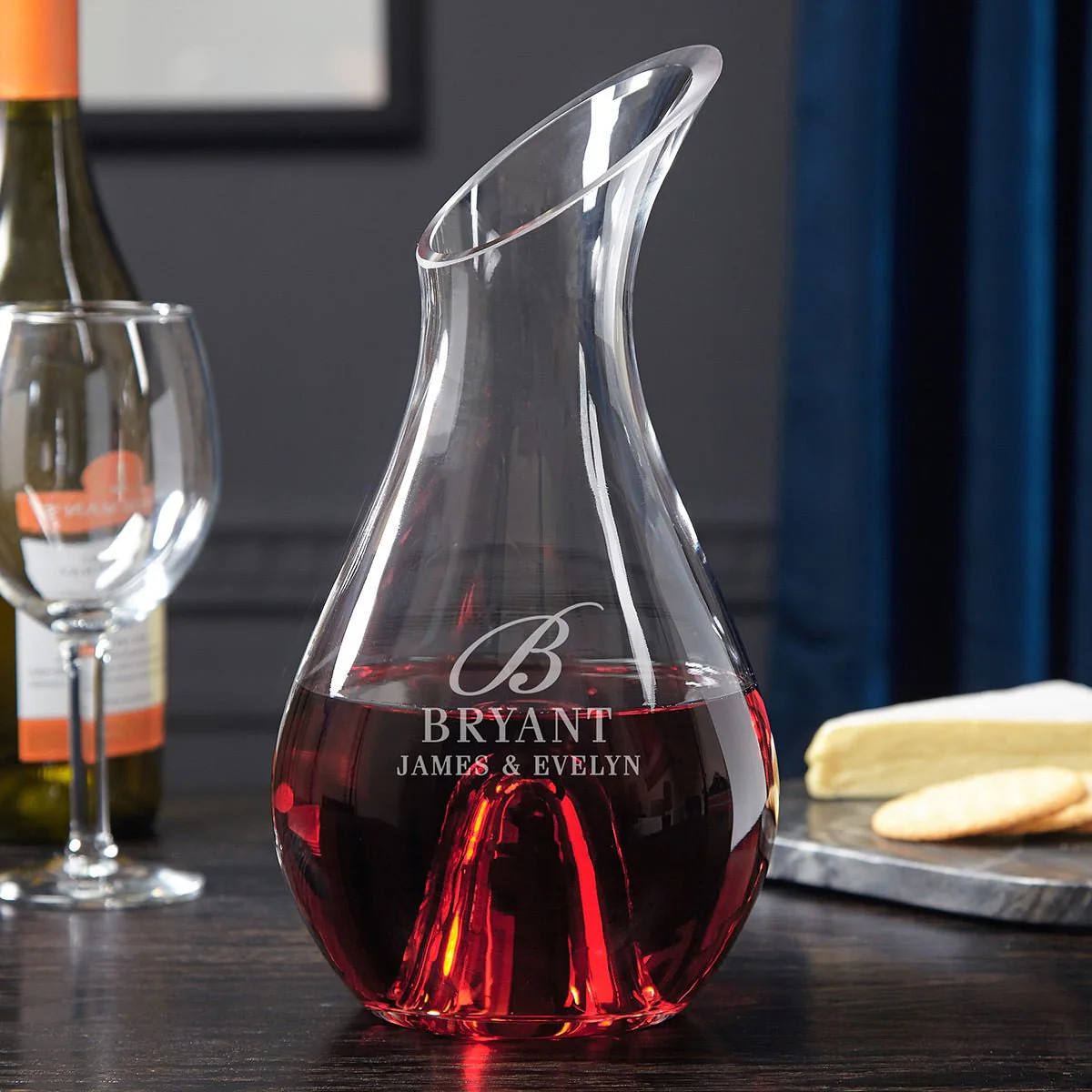Reims Engraved Wine Decanter w Easy Pour | HomeWetBar.com