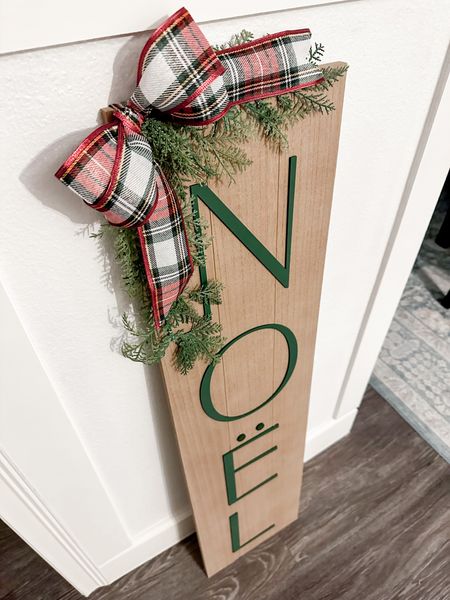 Found this cute Christmas sign Noel but wanted some red in it so added a bow I made using ribbon 

#targetchristmas #studiomcgee #holidaysign #noel #plaidribbon #christmasdecor 

#LTKhome #LTKHoliday #LTKSeasonal