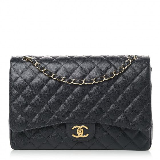 CHANEL Caviar Quilted Maxi Double Flap Black | Fashionphile