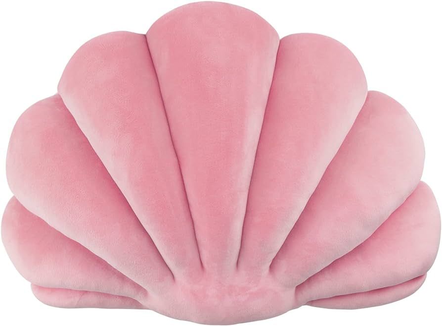 Sea Princess Seashell Decorative Pillow,1 Velvet Soft Throw Pillow Ocean Theme Shaped Decor Floor... | Amazon (US)