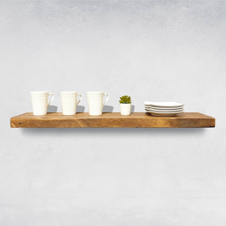 Amazon.com: AUDRIELLE URBANDI, Rustic Floating Shelves, Set of 2, Hidden Bracket, Solid Wood, Hea... | Amazon (US)