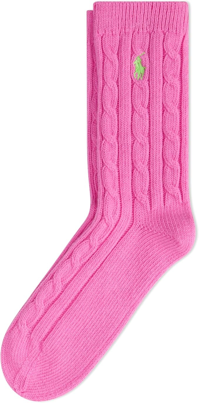 POLO RALPH LAUREN Women's Cable Solid Color Crew Socks | Amazon (US)