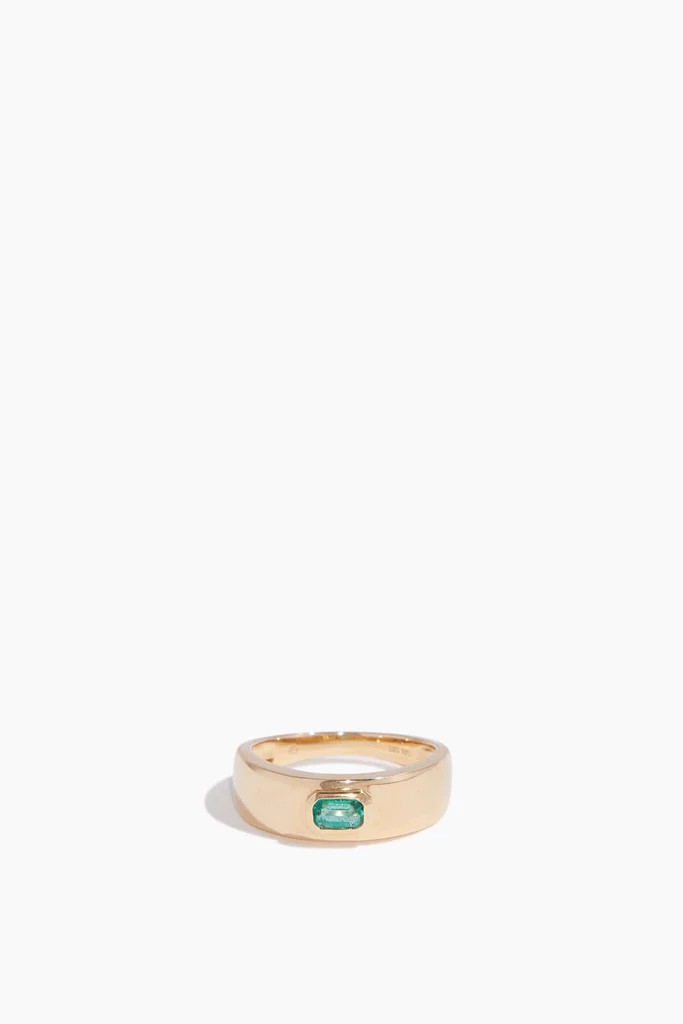 Emerald Square Dome Gypsy Ring in 14k Yellow Gold | Hampden Clothing