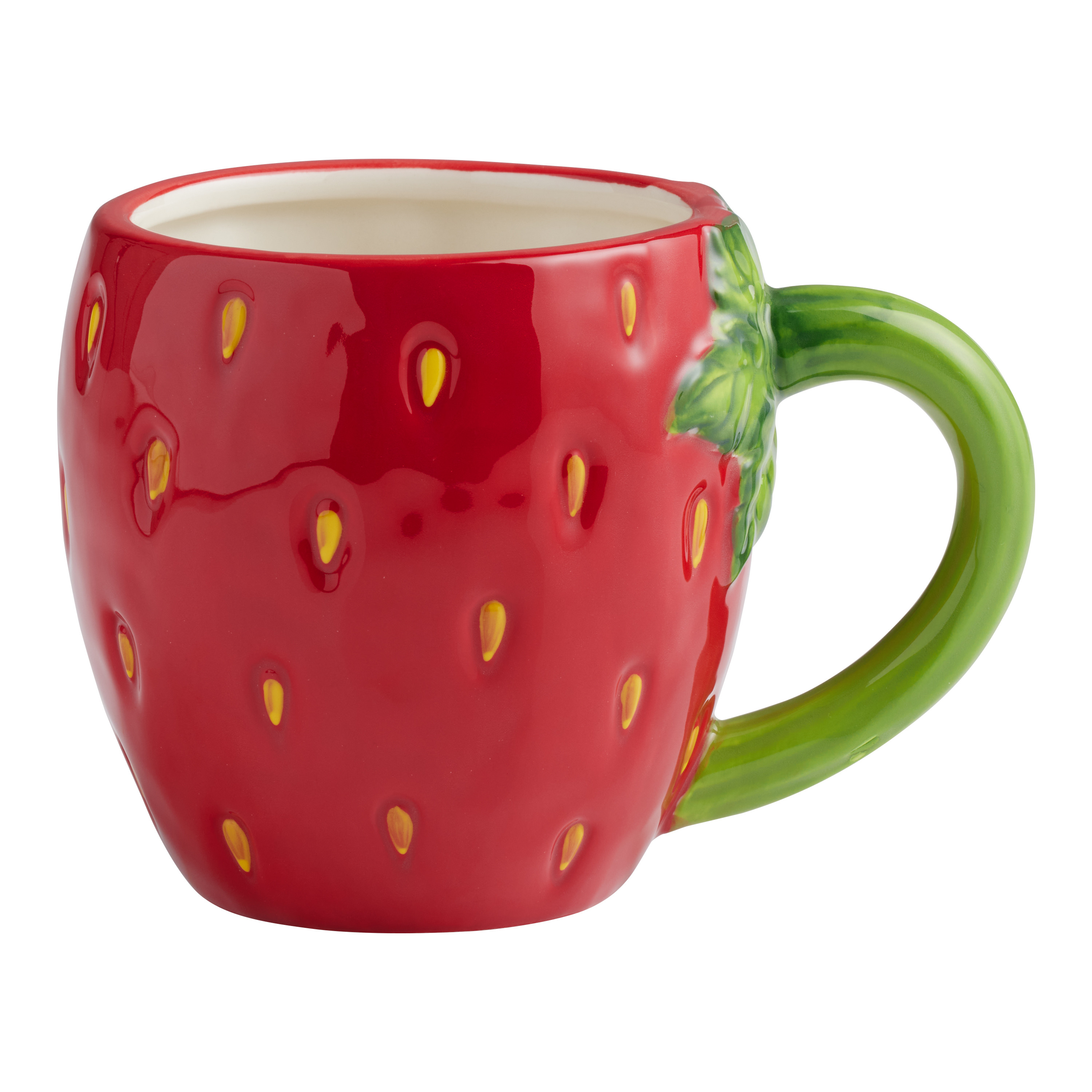 Hand Painted Strawberry Figural Ceramic Mug | World Market