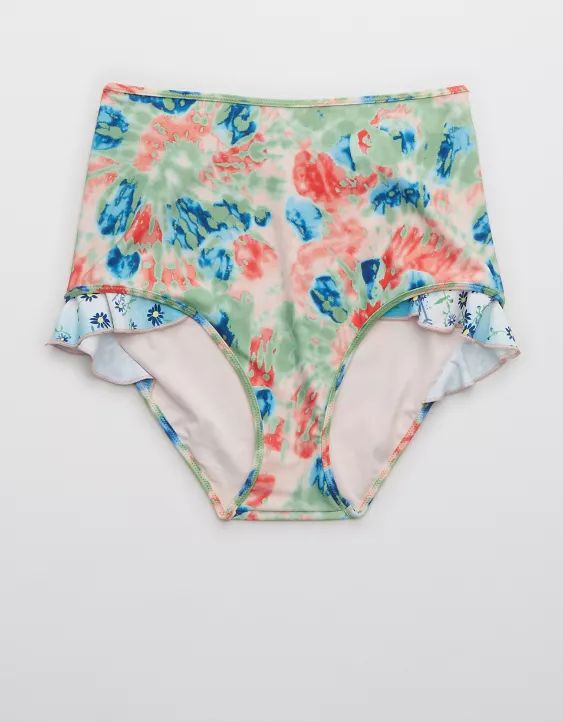 Aerie Printed Ruffle High Waisted Bikini Bottom | American Eagle Outfitters (US & CA)