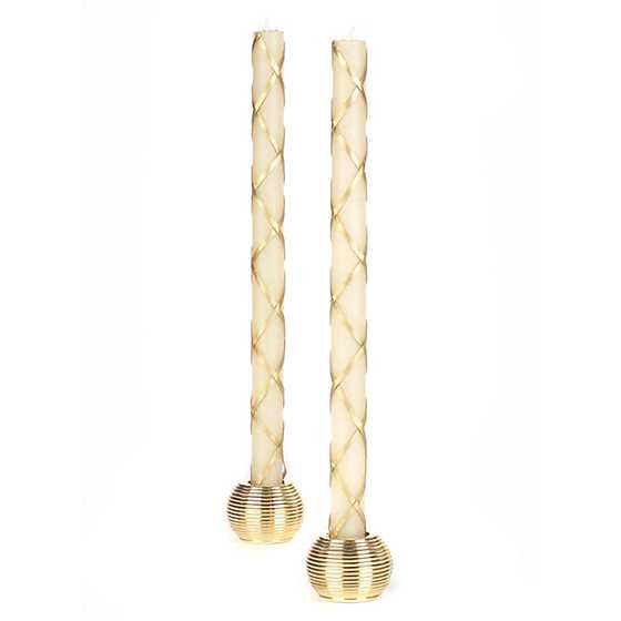 Fishnet Dinner Candles - Gold - Set of 2 | MacKenzie-Childs
