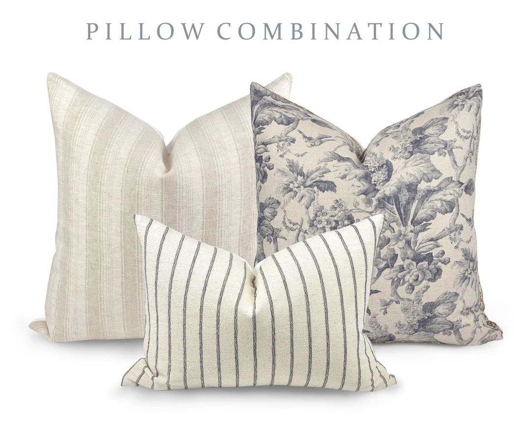 PILLOW COMBO | Classic Neutrals, Cream Pillow, Grey Print Pillow, Stripe Pillow, Pillow Combinati... | Etsy (CAD)
