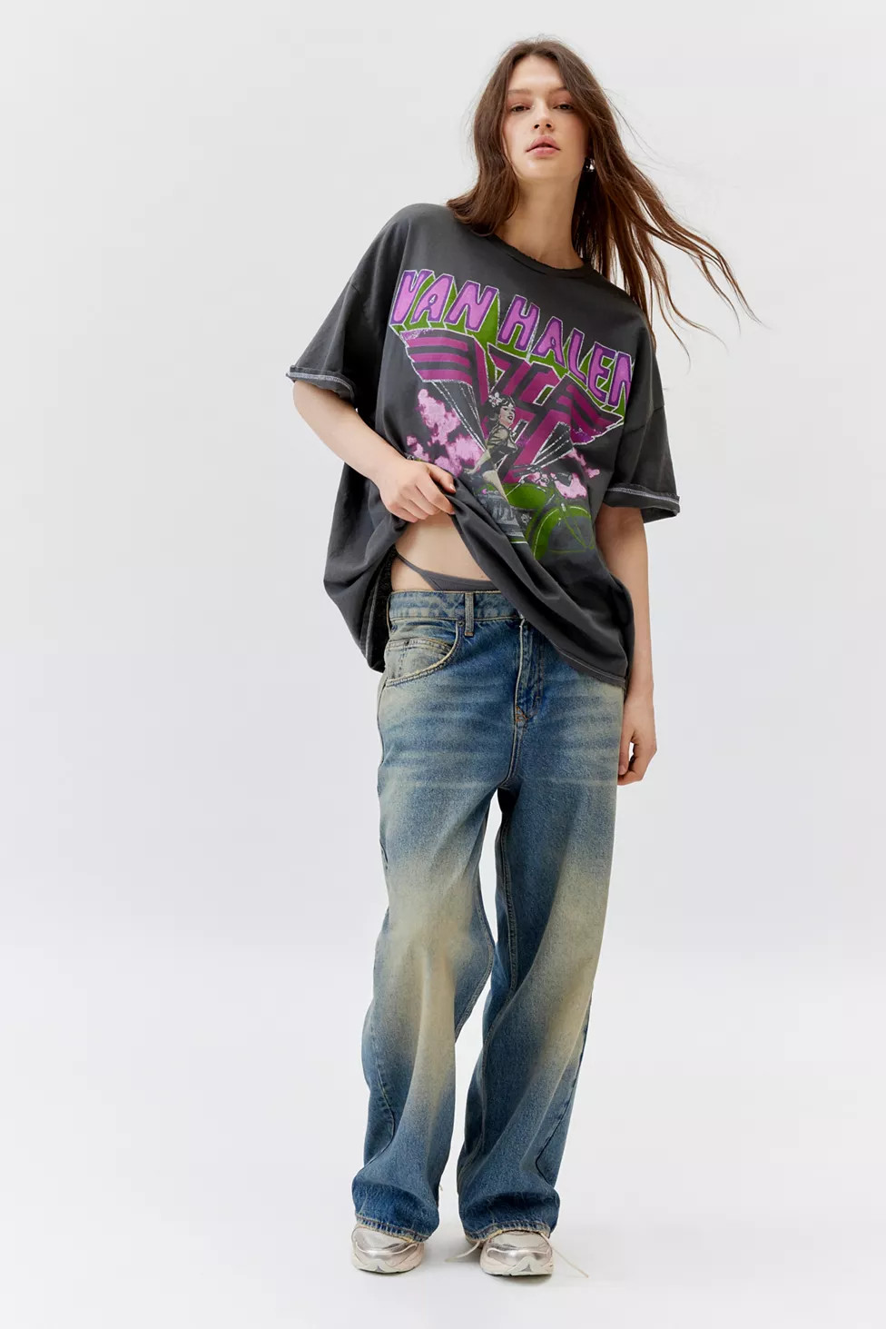 Van Halen Motorcycle Washed Oversized Tee | Urban Outfitters (US and RoW)