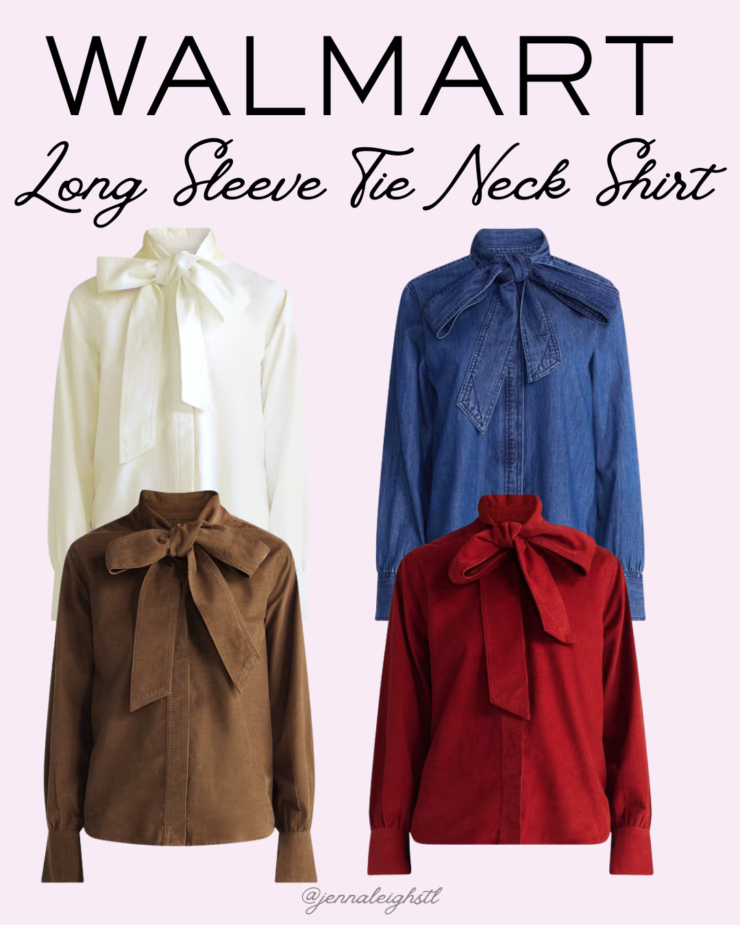 New at Walmart! I’m loving these Free Assembly long sleeve tie neck shirts. They come in 4 pretty color options and are such a great workwear option for fall. 

 #LTKSeasonal #LTKMidsize #LTKWorkwear