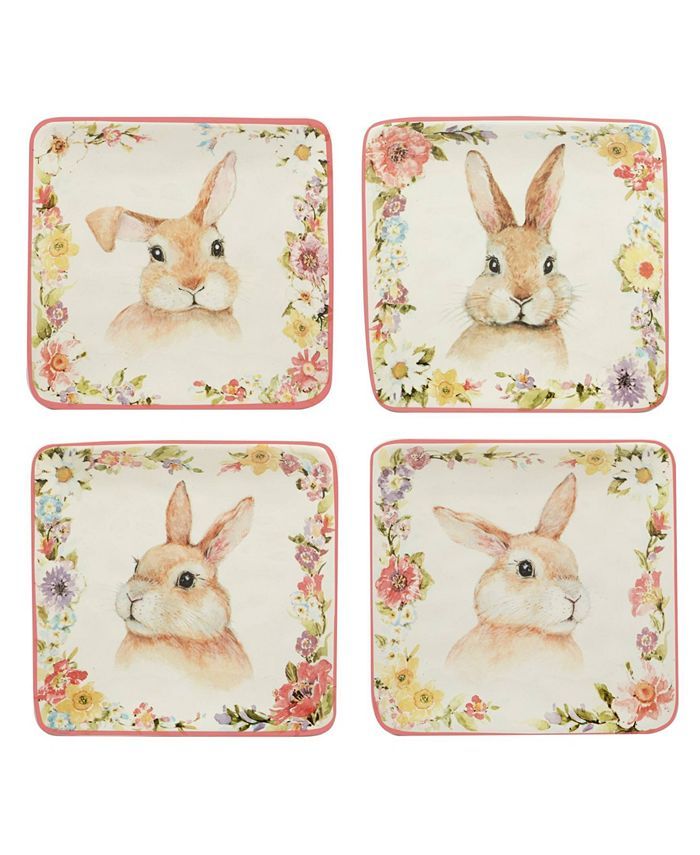 Easter Garden 6" Assorted Square Canape Plates, Set of 4 | Macys (US)