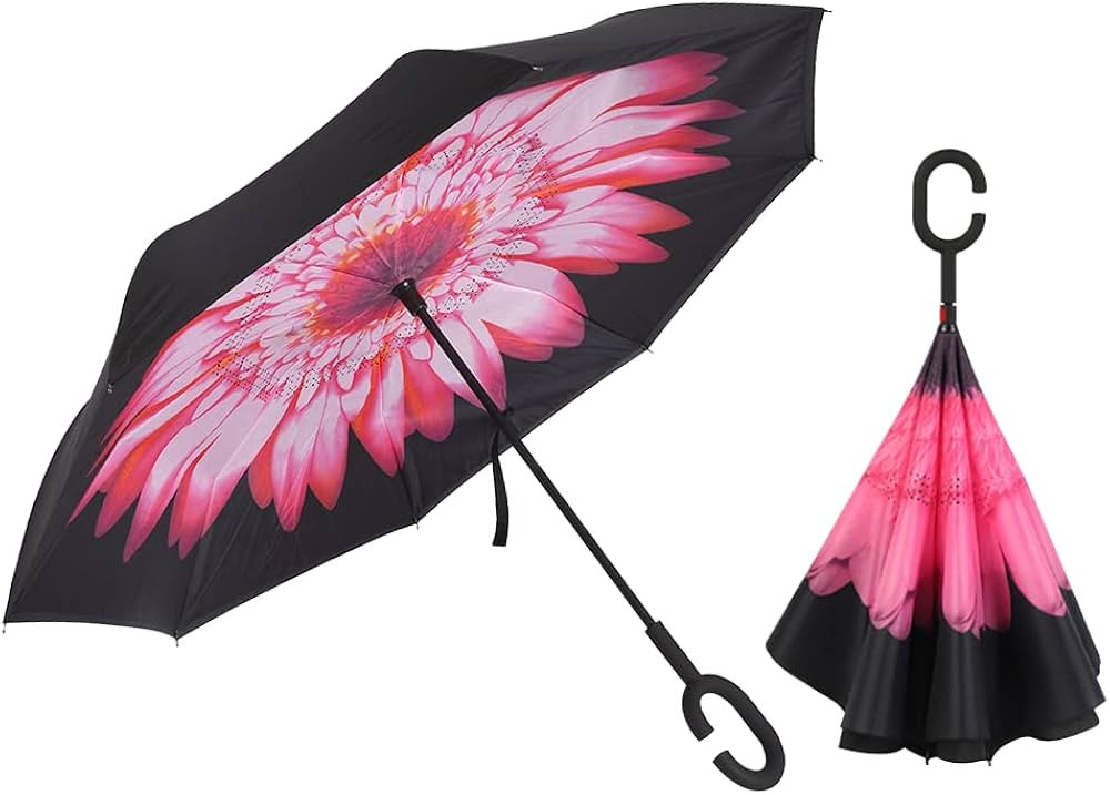 LLanxiry Umbrella,Inverted Reverse Upside Down Umbrellas with C-Shaped Handle, Anti-UV Waterproof... | Amazon (US)