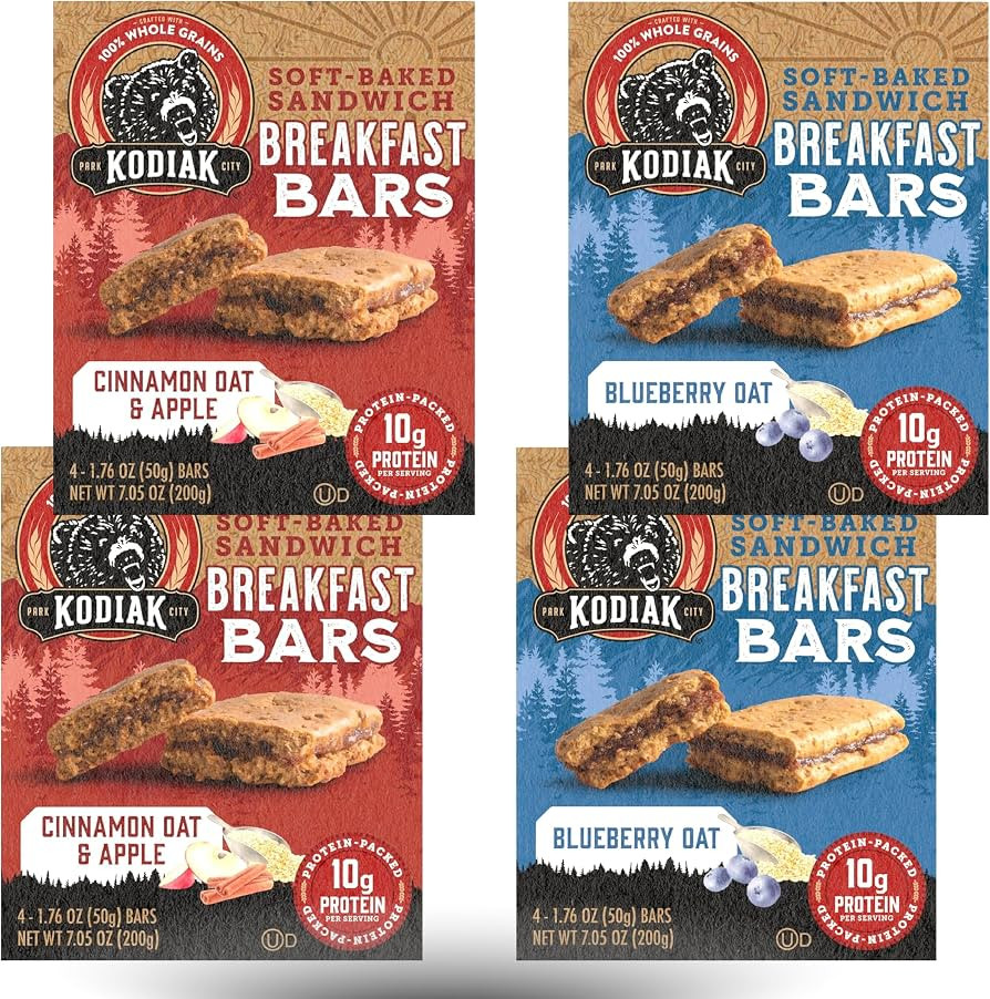 Breakfast Granola Bars | Blueberry Oat | Cinnamon Oat & Apple | 4 pack | 16 bars total | 10g Prot... | Amazon (US)