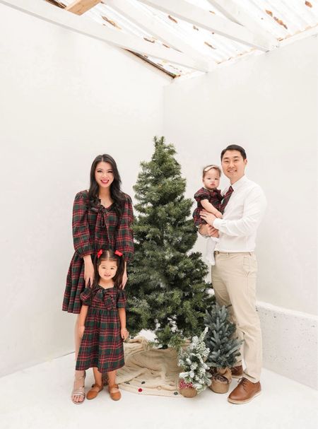 Holiday dress, holiday matching family outfits for holiday photos, midi dress green and red plaid print with bow and puff sleeves. Currently 20-30% off!

Runs large so size down! I’m wearing an XS when I’m usually a S 

#LTKstyletip #LTKHoliday #LTKfamily