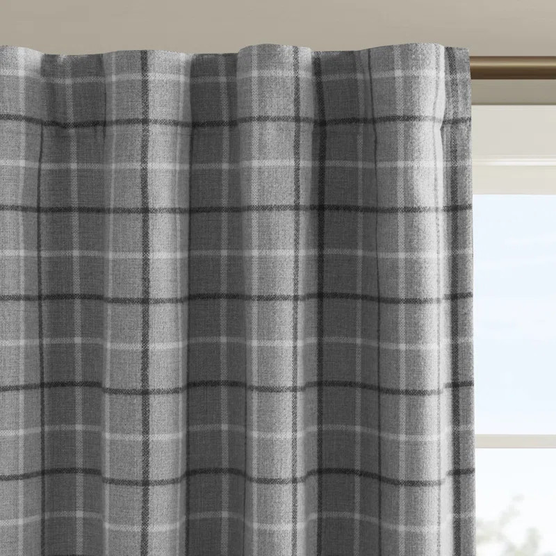 Marcum Woven Plaid Room Darkening Thermal Fleece Lined Single Curtain Panel | Wayfair North America