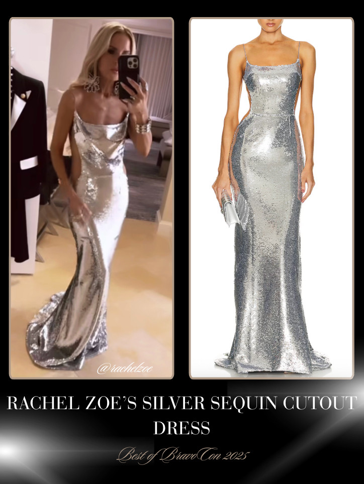 Rachel Zoe's Silver Sequin Cutout Dress at BravoCon 2025 📸= @rachelzoe 

 