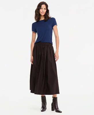 Women's Pull-On Cotton Poplin Midi Skirt | Macy's