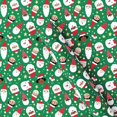 20 sq ft Santa and Friends Christmas Gift Wrap Green - Wondershop™ | Target