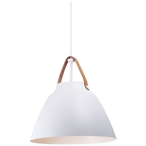 Nordic 1-Light 19" Wide Tan Leather/White Pendant Light | Lamps Plus