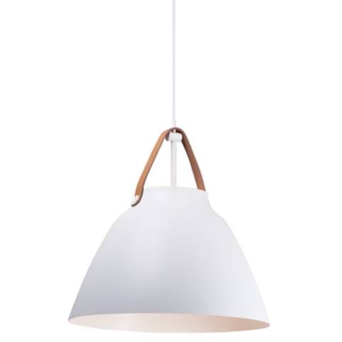 Nordic 1-Light 19" Wide Tan Leather/White Pendant Light | Lamps Plus